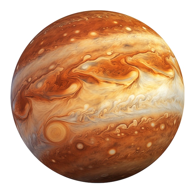 Foto kleurrijke gasreus planeet die jupiter afbeeldt geïsoleerd op witte achtergrond