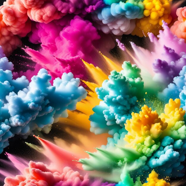 Foto kleurrijke gemengde regenboog poeder explosie holi dag