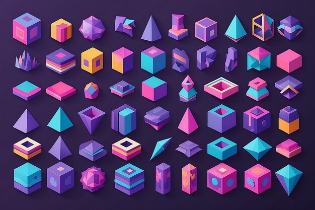 Foto kleurrijke geometrische papieren objectenverpakking