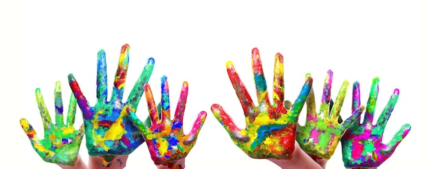 Foto kleurrijke geschilderde handen