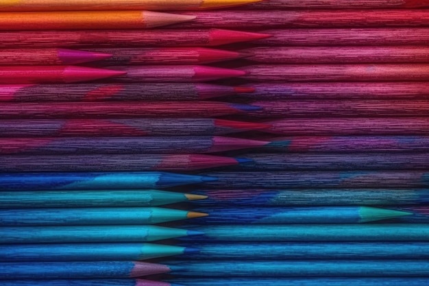 Kleurrijke gestapelde potloden op een witte achtergrond Generatieve AI