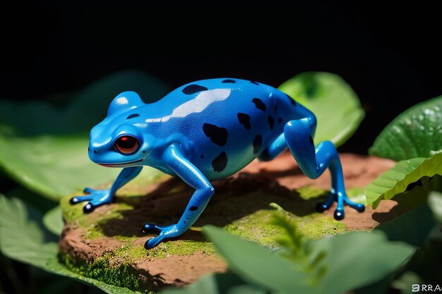 Foto kleurrijke gif dart kikker zeer gevaarlijk wild leven kikker behang achtergrondfotografie