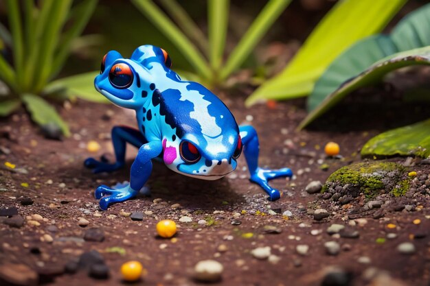 Foto kleurrijke gif dart kikker zeer gevaarlijk wild leven kikker behang achtergrondfotografie