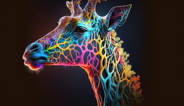 Kleurrijke giraffe digitale kunst afbeelding ai generator