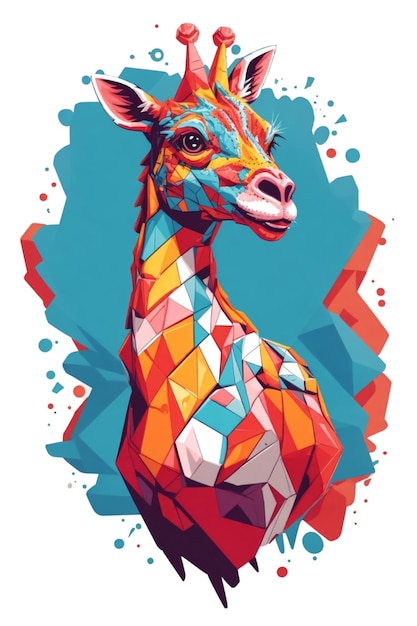 kleurrijke giraffe grafiek op witte achtergrond