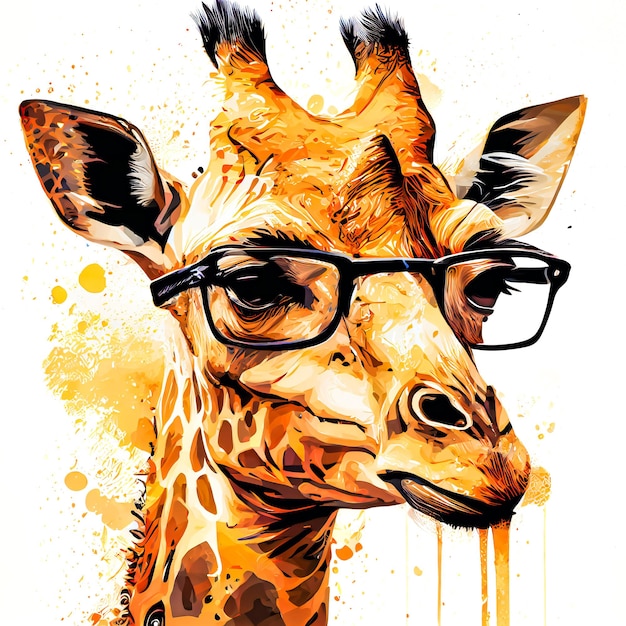 Kleurrijke giraffe illustratie op witte achtergrond generatieve AI