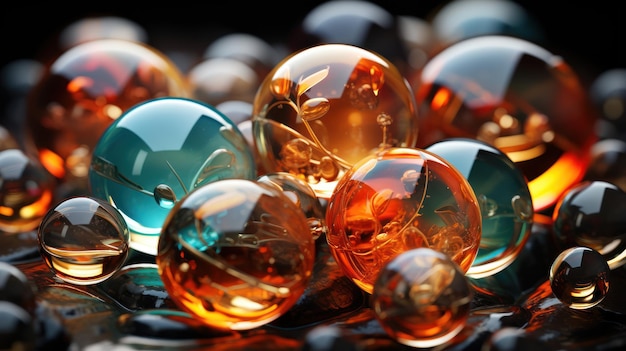kleurrijke glazen bollen HD 8K behang Stock Fotografisch beeld