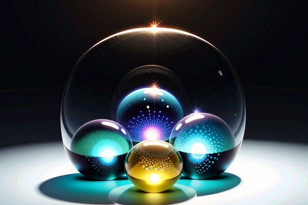 Kleurrijke glazen bollen schijnen door het licht en geven kleurrijke, prachtige licht- en schaduweffecten