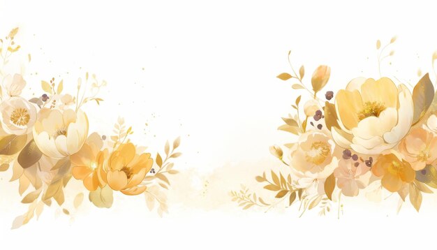 Kleurrijke gouden bloem aquarel patroon achtergrond Wallpaper Valentijnsdag Banner Abstract