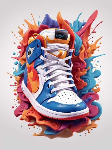 kleurrijke graffitiillustratie van Jordan-schoenen 14