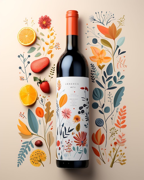 Kleurrijke grillige wijnlabelverpakking met een speels en levendig co creatief concept ideeën ontwerp