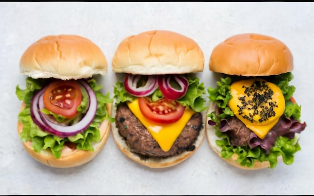 Kleurrijke hamburgertoppings verspreid