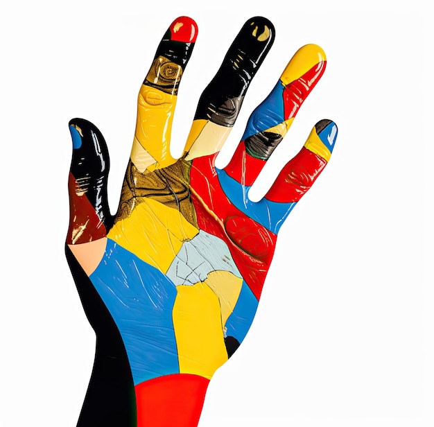 Kleurrijke hand met de vijf vingers Generatieve AI