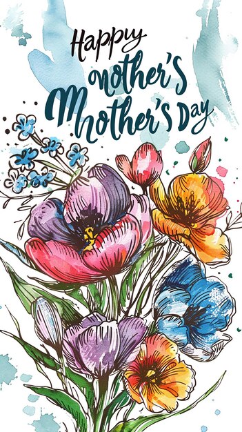 Foto kleurrijke handgeschreven moedersdaggroeten