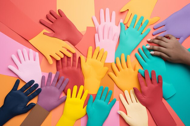 Foto kleurrijke handschoenen op een mooie achtergrond