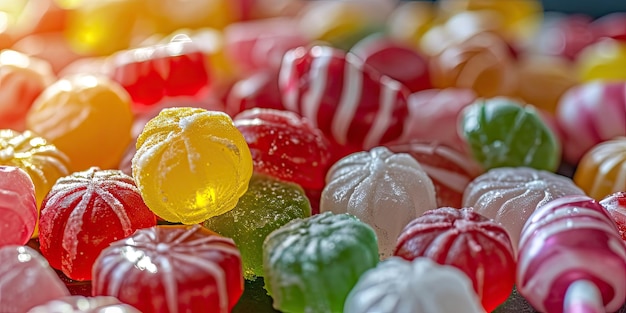 Kleurrijke harde snoepstapels Kleine glanzende lolly stapel fruit snoepstokken ronde snoepjes