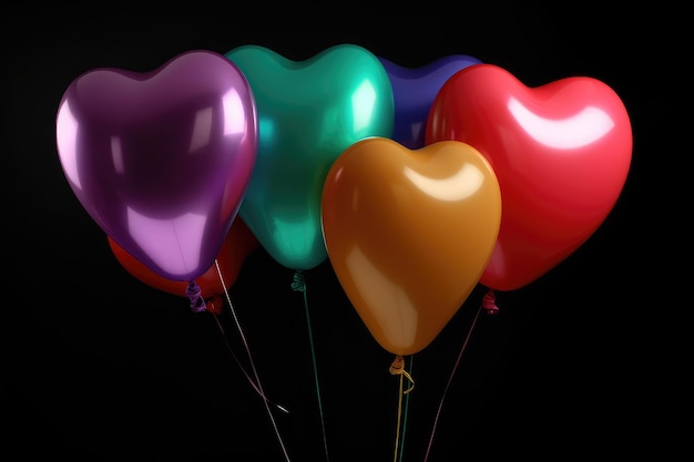 Kleurrijke hartvormige ballonnen generatieve AI