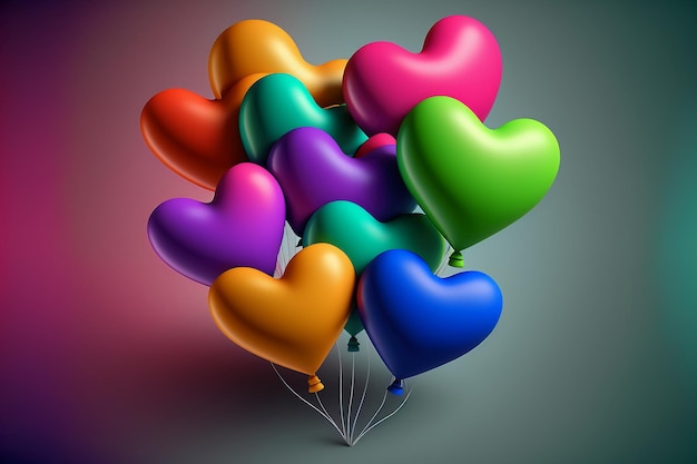 Kleurrijke hartvormige ballonnen