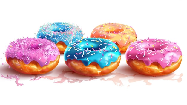 Kleurrijke heerlijke donuts geïsoleerd op witte achtergrond