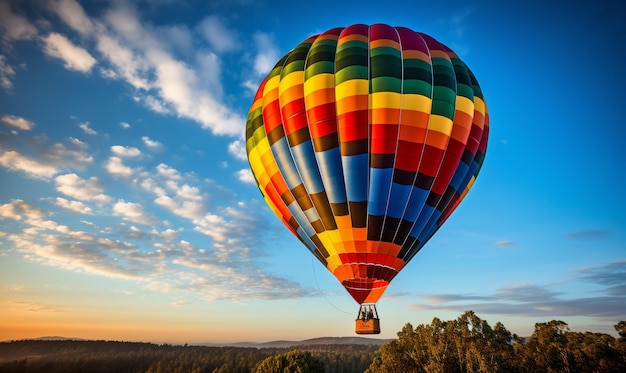 Kleurrijke heteluchtballon in de blauwe lucht