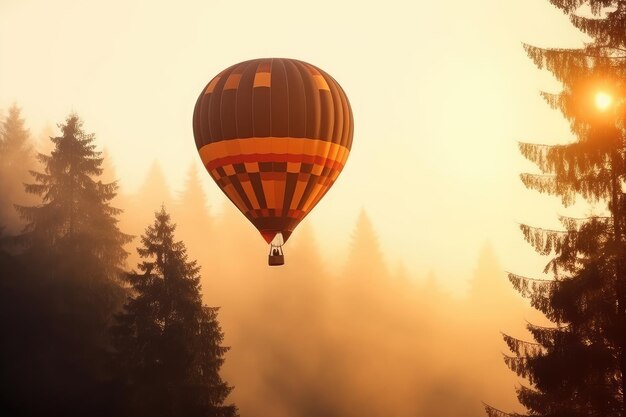 Kleurrijke heteluchtballonnen tijdens de vlucht AI gegenereerd