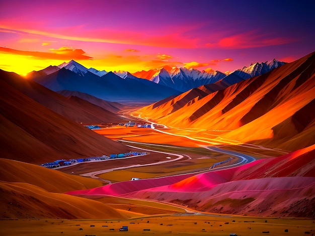 kleurrijke heuvel meer achtergrond