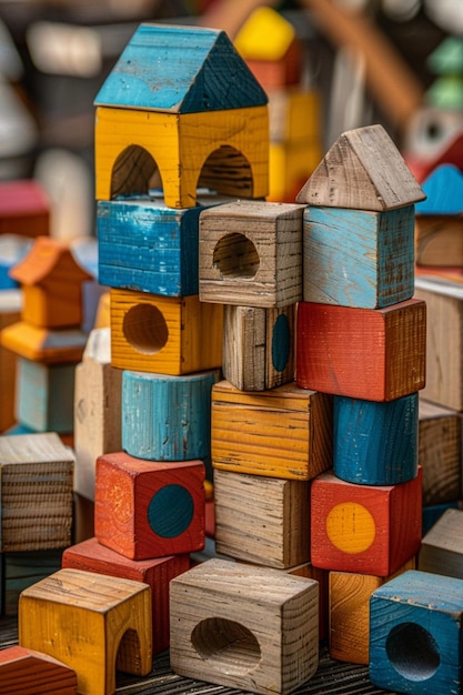 Kleurrijke houten blokken ontwikkelingshouten speelgoed voor kinderen