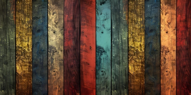Kleurrijke houten plank muur textuur achtergrond voor interieur of buitenontwerp Ai Gegenereerd