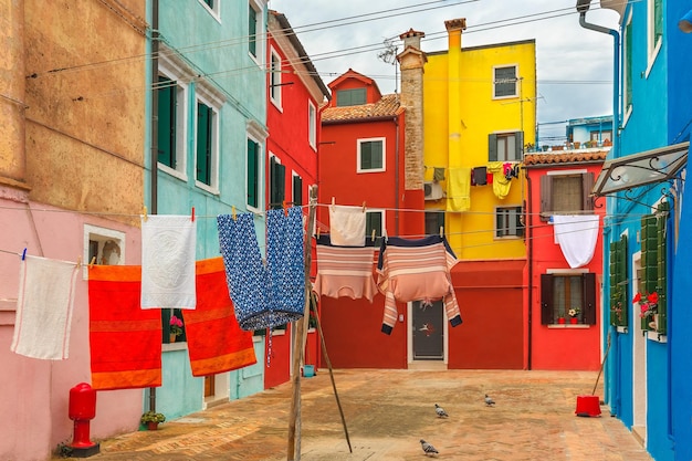 Kleurrijke huizen op de Burano Venetië Italië