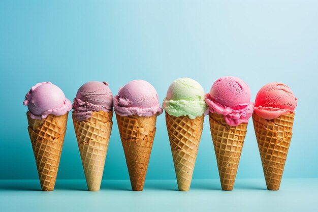 Kleurrijke ijsjes tegen een heldere achtergrond