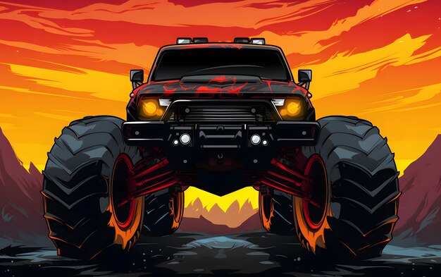 Kleurrijke illustratie monster truck sport achtergrond