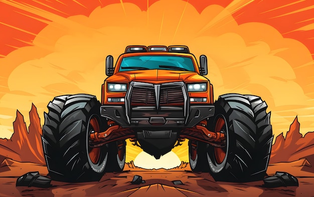 Kleurrijke illustratie monster truck sport achtergrond