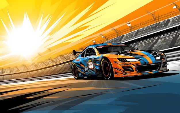 Kleurrijke illustratie nascar raceauto sport achtergrond