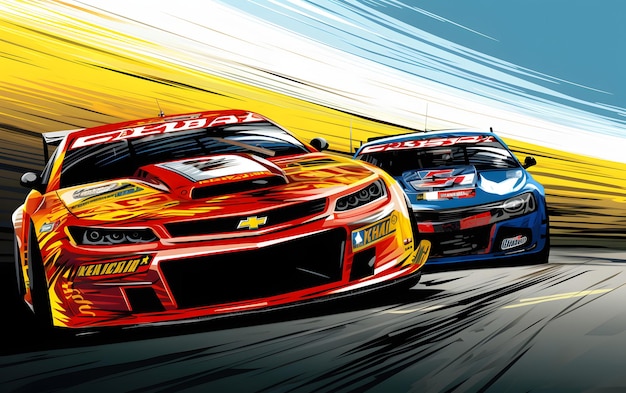 Kleurrijke illustratie nascar raceauto sport achtergrond