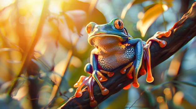 Foto kleurrijke illustratie op een tak in de stijl van zbrush