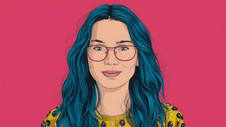 Foto kleurrijke illustratie portret van jonge volwassene