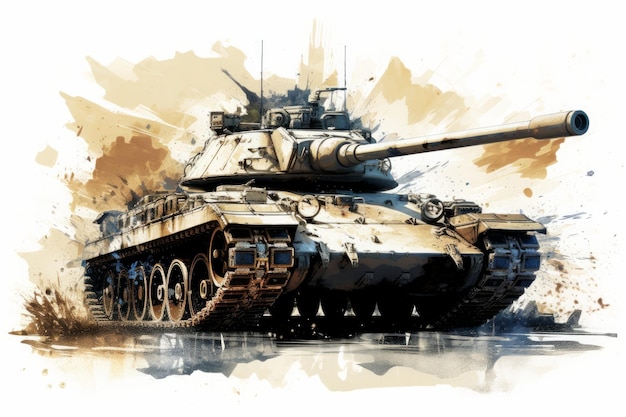 Kleurrijke illustratie van een militaire tank