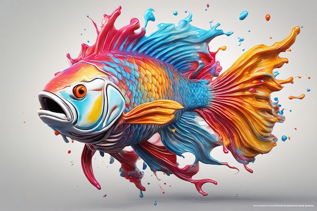 kleurrijke illustratie van een vis in het water