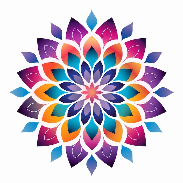 Kleurrijke illustratie van het Mandala Chakra-symbool met regenboogbloem