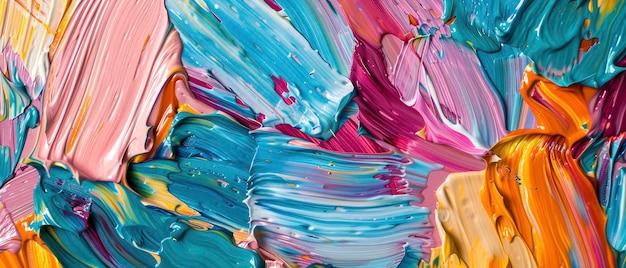 kleurrijke impasto abstracte olieverf schilderij met zware penseelstreken textuur
