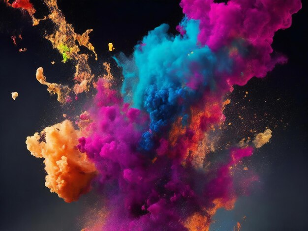 Foto kleurrijke inktplons op een zwarte achtergrond