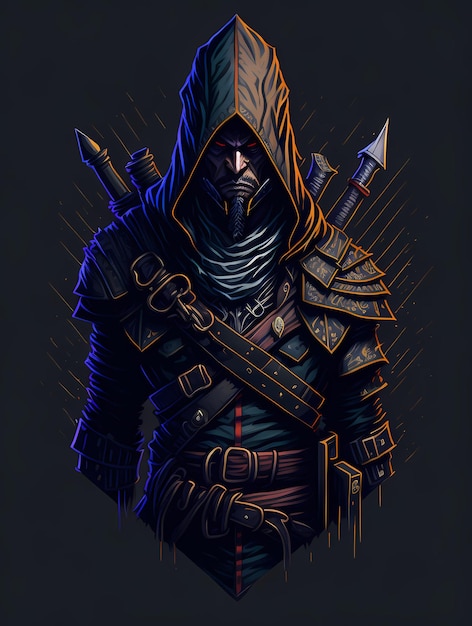 Kleurrijke isometrische vector Art Adwal in Assassin's Creed IV Outfit