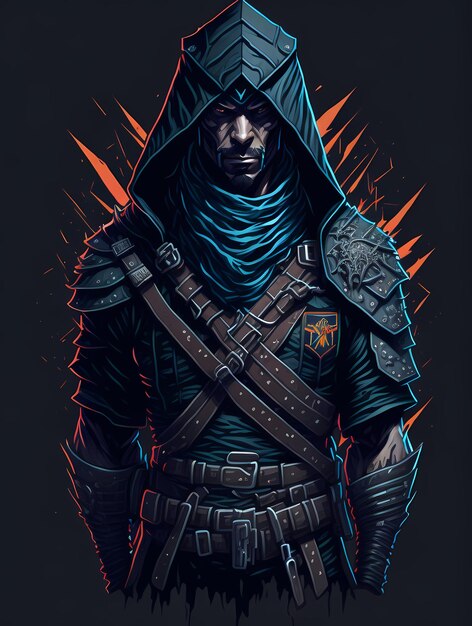 Foto kleurrijke isometrische vector art adwal in assassin's creed iv outfit