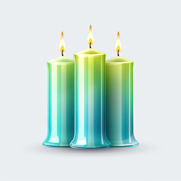 kleurrijke kaars afbeelding geïsoleerd op een doorzichtige achtergrond in de stijl van lichtblauw en groen