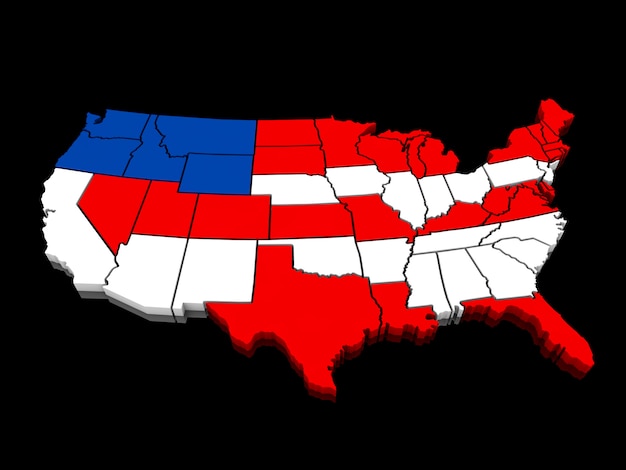 Kleurrijke kaart van de VS 3D