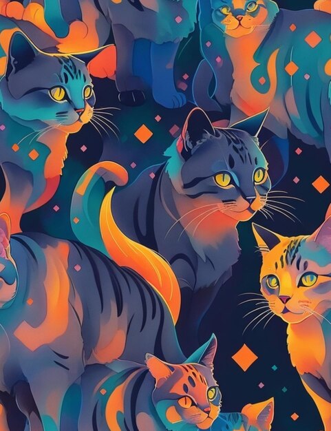 kleurrijke kattenpatronen