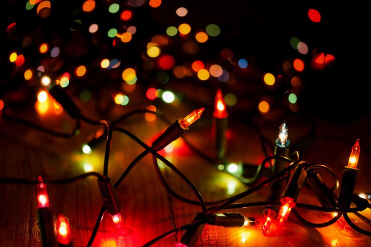 Foto kleurrijke kerstverlichting