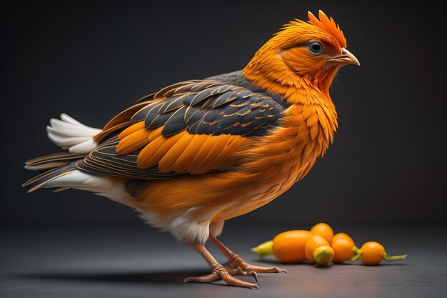 Kleurrijke kip op een vaste kleur achtergrond studio foto ai generatieve