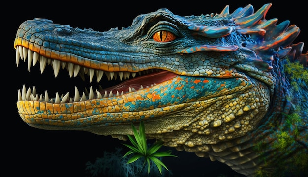 Kleurrijke krokodil hoofd illustratie afbeelding ai generator art