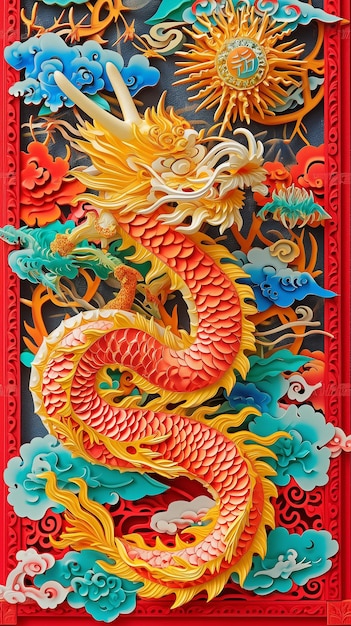 Kleurrijke kunstpapier Chinese draak